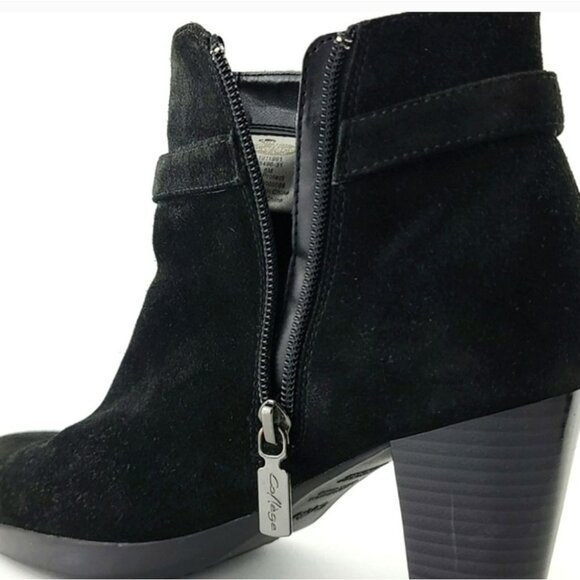 College Aqua Protect Waterproof Black Suede Ankle Boots Buckle Side Zip  Size 8M - Picture 11 of 15